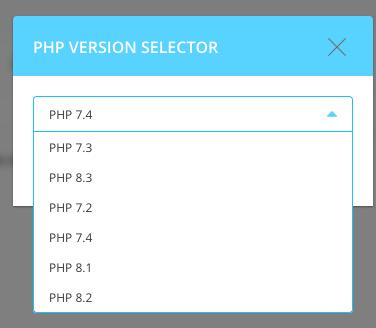 نمونه پنل دایرکت‌ادمین برای انتخاب نسخه PHP دامنه